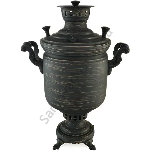 Самовар на дровах 5 литров формы «Банка», золотые нити в патине, ,литьё, категория «Эксклюзив»  Самовар на дровах 5 литров формы «Банка», золотые нити в патине, ,литьё, категория «Эксклюзив»