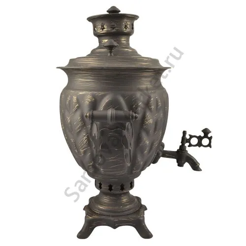 Самовар на дровах 3 литра формы «Жёлудь» золотые нити в патине, категория «Эксклюзив»  Самовар на дровах 3 литра формы «Жёлудь» золотые нити в патине, категория «Эксклюзив»