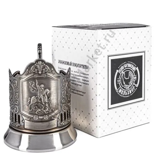 Подстаканник никелированный с чернью «Георгий Победоносец» Подстаканник никелированный с чернью «Георгий Победоносец»