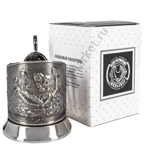 Подстаканник никелированный с чернью «Охотники на привале» Подстаканник никелированный с чернью «Охотники на привале»