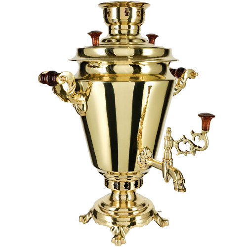 Самовар на дровах 5 литров формы «Рюмка», золотой, категория «Люкс» Самовар на дровах 5 литров формы «Рюмка», золотой, категория «Люкс»