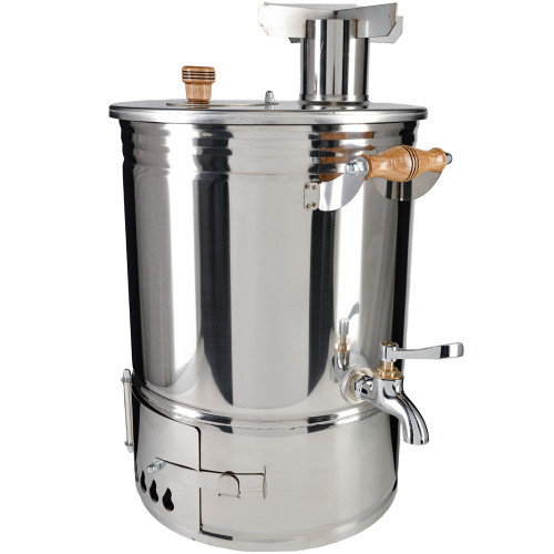 Самовар на дровах туристический 10 литров формы «Банка» с трубой, нержавеющая сталь, серебристый Самовар на дровах туристический 10 литров формы «Банка» с трубой, нержавеющая сталь, серебристый