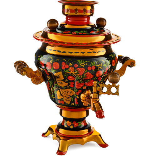 Самовар электрический 2,5 литра с художественной росписью «Хохлома с ягодами в зелени» формы «Груша» Самовар электрический 2,5 литра с художественной росписью «Хохлома с ягодами в зелени» формы «Груша»