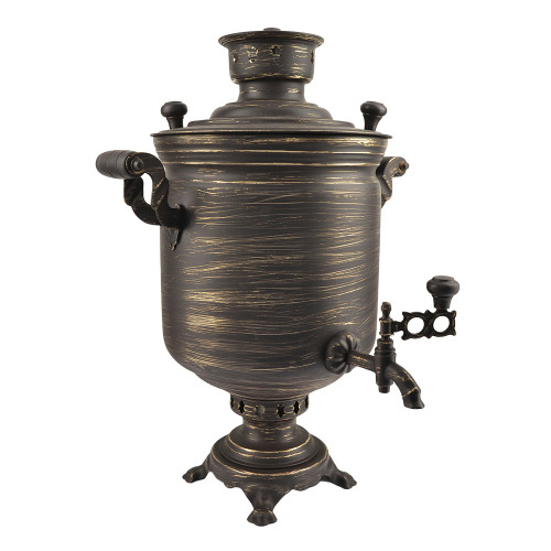 Самовар на дровах 7 литров формы «Банка», золотые нити в патине, категория «Эксклюзив» Самовар на дровах 7 литров формы «Банка», золотые нити в патине, категория «Эксклюзив»