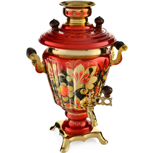 Самовар электрический 3 литра с художественной росписью «Хохлома» формы «Рюмка» Самовар электрический 3 литра с художественной росписью «Хохлома» формы «Рюмка»