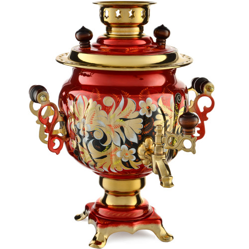 Самовар электрический 3 литра с художественной росписью «Кудрина красная» формы «Овал» Самовар электрический 3 литра с художественной росписью «Кудрина красная» формы «Овал»