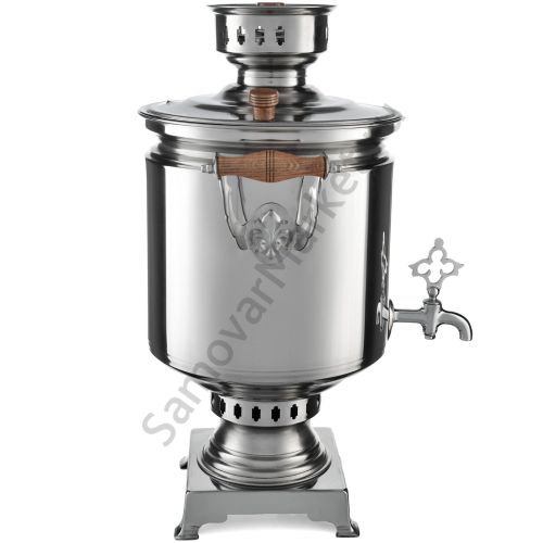 Самовар на дровах 7 литров формы «Банка» нержавеющая сталь, серебристый Самовар на дровах 7 литров формы «Банка» нержавеющая сталь, серебристый