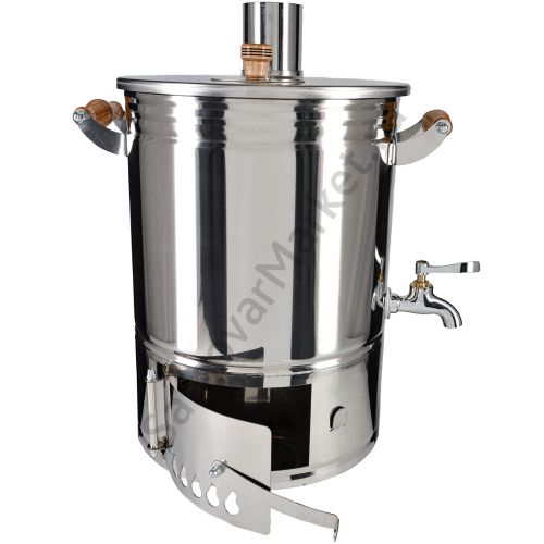 Самовар на дровах туристический 10 литров формы «Банка» с трубой, нержавеющая сталь, серебристый Самовар на дровах туристический 10 литров формы «Банка» с трубой, нержавеющая сталь, серебристый