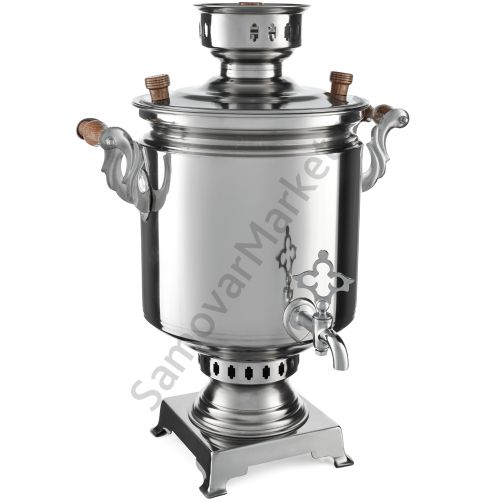 Самовар на дровах 7 литров формы «Банка» нержавеющая сталь, серебристый Самовар на дровах 7 литров формы «Банка» нержавеющая сталь, серебристый