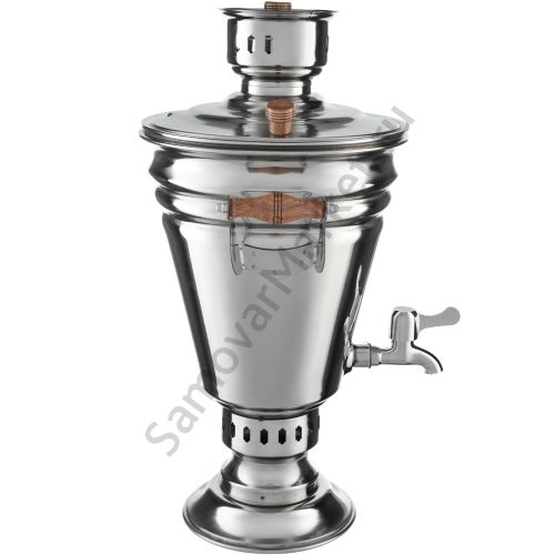 Самовар на дровах 5 литров формы «Конус», нержавеющая сталь, серебристый Самовар на дровах 5 литров формы «Конус», нержавеющая сталь, серебристый