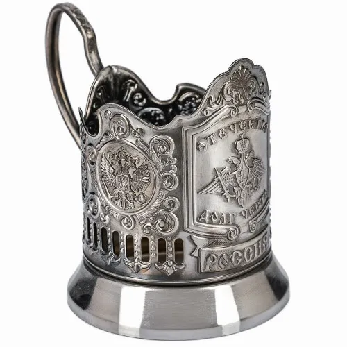 Подстаканник никелированный с чернью «Отечество, Долг, Честь» Подстаканник никелированный с чернью «Отечество, Долг, Честь»