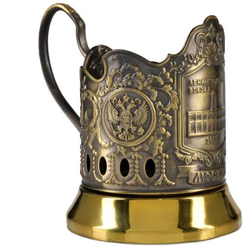 Подстаканник латунный «Ленинградский вокзал» Подстаканник латунный «Ленинградский вокзал»