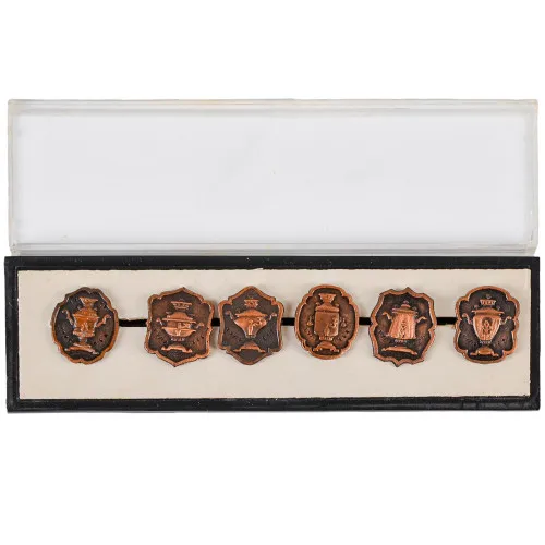 Комплект значков «Русские самовары», в наборе из 6 штук Комплект значков «Русские самовары», в наборе из 6 штук