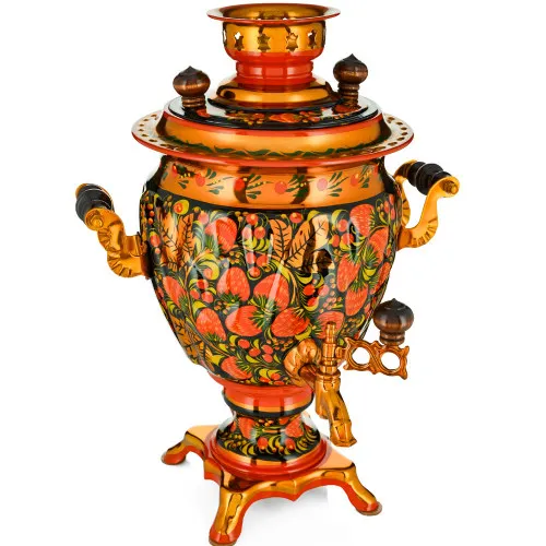 Самовар электрический 3 литра с художественной росписью «Клубника в зелени №2» формы «Жёлудь» Самовар электрический 3 литра с художественной росписью «Клубника в зелени №2» формы «Жёлудь»