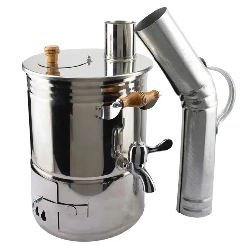 Самовар на дровах туристический 5 литров формы «Банка» с трубой, нержавеющая сталь, серебристый Самовар на дровах туристический 5 литров формы «Банка» с трубой, нержавеющая сталь, серебристый