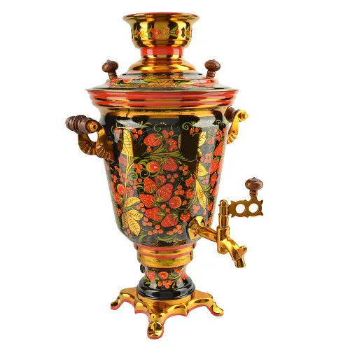 Самовар электрический 4 литра с художественной росписью «Хохлома с ягодами в зелени» формы «Рюмка» Самовар электрический 4 литра с художественной росписью «Хохлома с ягодами в зелени» формы «Рюмка»