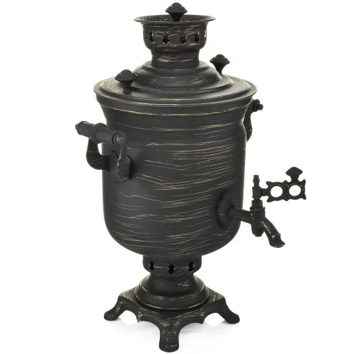 Самовар на дровах 2,8 литра формы «Банка» золотые нити в патине, категория «Эксклюзив» Самовар на дровах 2,8 литра формы «Банка» золотые нити в патине, категория «Эксклюзив»