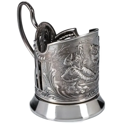 Подстаканник никелированный с чернью «Охотники на привале» Подстаканник никелированный с чернью «Охотники на привале»