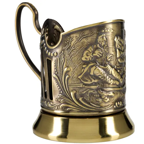 Подстаканник латунный «Охотники на привале» Подстаканник латунный «Охотники на привале»