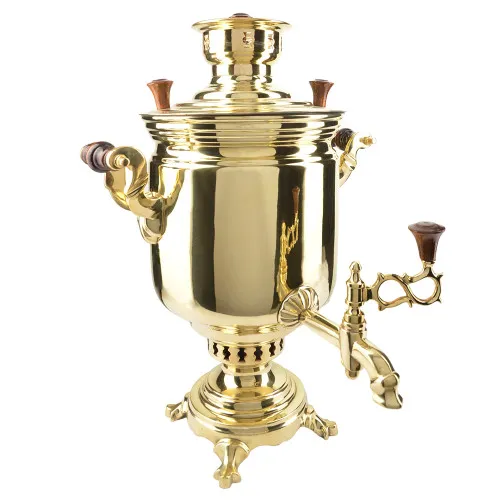 Самовар на дровах 5 литров формы «Банка», литьё, золотой, категория «Люкс» Самовар на дровах 5 литров формы «Банка», литьё, золотой, категория «Люкс»