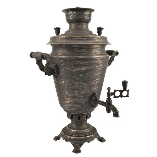 Самовар на дровах 5 литров формы «Рюмка», золотые нити в патине, категория «Эксклюзив» Самовар на дровах 5 литров формы «Рюмка», золотые нити в патине, категория «Эксклюзив»